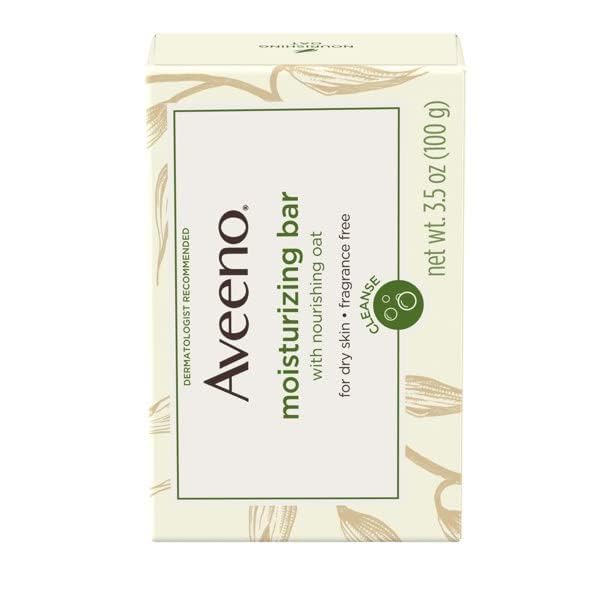 Aveeno Gentle Moisturizing Bar Facial Cleanser with Nourishing Oat for Dry Skin, Fragrance-free, Dye-Free, & Soap-Free, 3.5 oz (Pack of 6)