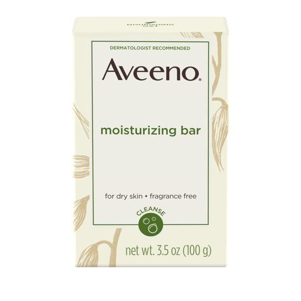Aveeno Gentle Moisturizing Bar Facial Cleanser with Nourishing Oat for Dry Skin, Fragrance-free, Dye-Free, & Soap-Free, 3.5 oz (Pack of 6)