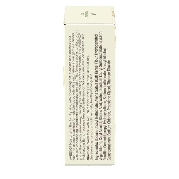 Aveeno Gentle Moisturizing Bar Facial Cleanser with Nourishing Oat for Dry Skin, Fragrance-free, Dye-Free, & Soap-Free, 3.5 oz (Pack of 6)
