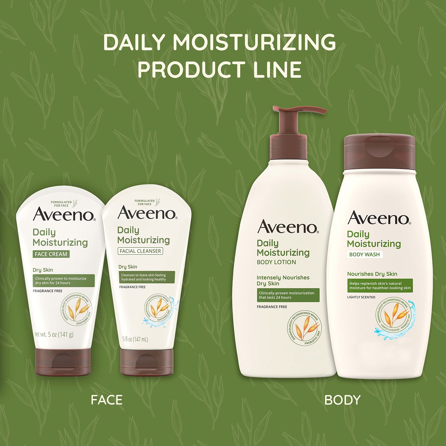 Aveeno Gentle Moisturizing Bar Facial Cleanser with Nourishing Oat for Dry Skin, Fragrance-free, Dye-Free, & Soap-Free, 3.5 oz (Pack of 6)
