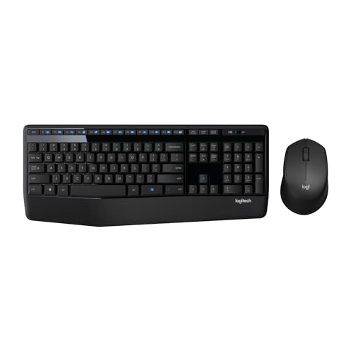 Logitech MK345 Wireless Combo Full-Sized Keyboard with Palm Rest and Comfortable Right-Handed Mouse, 2.4 GHz Wireless USB Receiver, Compatible with PC, Laptop,Black