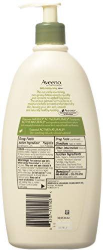 Aveeno Daily Moisturizing Body Lotion with Soothing Prebiotic Oat, Gentle Lotion Nourishes Dry Skin With Moisture, Paraben-, Dye- & Fragrance-Free, Non-Greasy & Non-Comedogenic, 2 x 18 oz