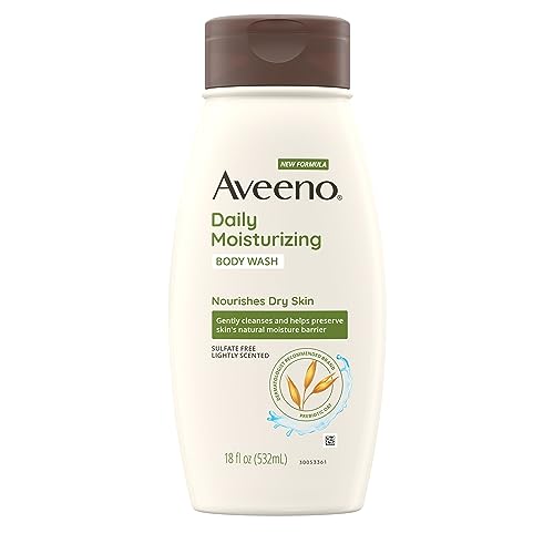 Aveeno Daily Moisturizing Body Wash, Body Wash for Dry Skin with Soothing Oat, Creamy Shower Cleanser, Gentle, Soap-Free and Dye-Free, Lightly Scented Body Wash, 33 FL OZ