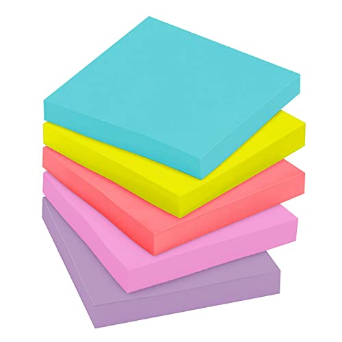 Post-it Super Sticky Notes, 3x3 in, 24 Pads, 2x the Sticking Power, Supernova Neons, Bright Colors, Recyclable