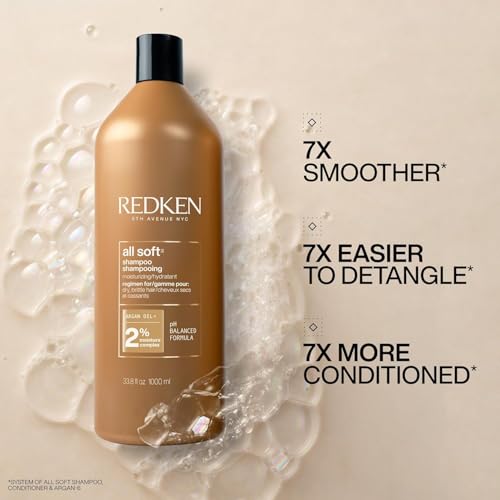 Redken All Soft Shampoo | For Dry/Brittle Hair | Provides Intense Softness and Shine | With Argan Oil