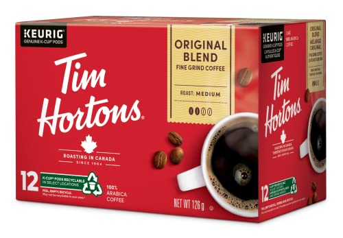 Tim Hortons Original Blend, Medium Roast Coffee, Single-Serve K-Cup Pods Compatible with Keurig Brewers, 72ct K-Cups, 12 Count (Pack of 6)