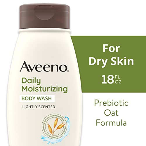 Aveeno Daily Moisturizing Body Wash, Body Wash for Dry Skin with Soothing Oat, Creamy Shower Cleanser, Gentle, Soap-Free and Dye-Free, Lightly Scented Body Wash, 33 FL OZ