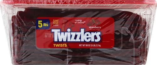 TWIZZLERS Twists Strawberry Flavored Licorice Style, Low Fat Candy Tub, 5 lb