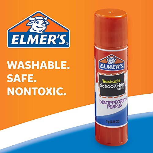 Elmer's Disappearing Purple School Glue Sticks, Washable, 7 Grams, 30 Count