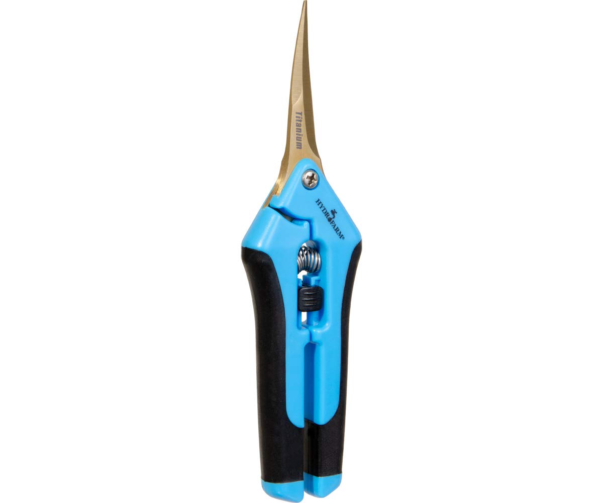 Hydrofarm HGPL400CT Precision Curved Lightweight Titanium Pruner, Blue