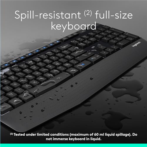 Logitech MK345 Wireless Combo Full-Sized Keyboard with Palm Rest and Comfortable Right-Handed Mouse, 2.4 GHz Wireless USB Receiver, Compatible with PC, Laptop,Black