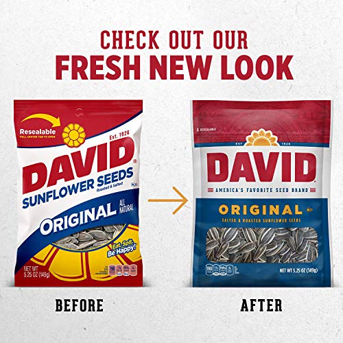 DAVID Roasted and Salted Original Sunflower Seeds, 5.25 oz, 12 Pack