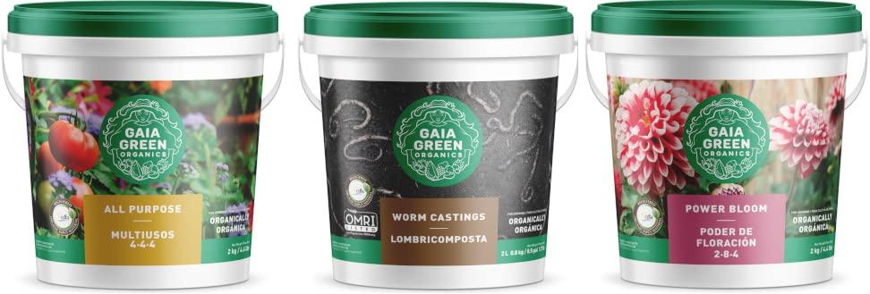 Gaia Green Combo+ 2kg All Purpose 4-4-4-, 2Kg Power Bloom 2-8-4, 2L Worm Castings