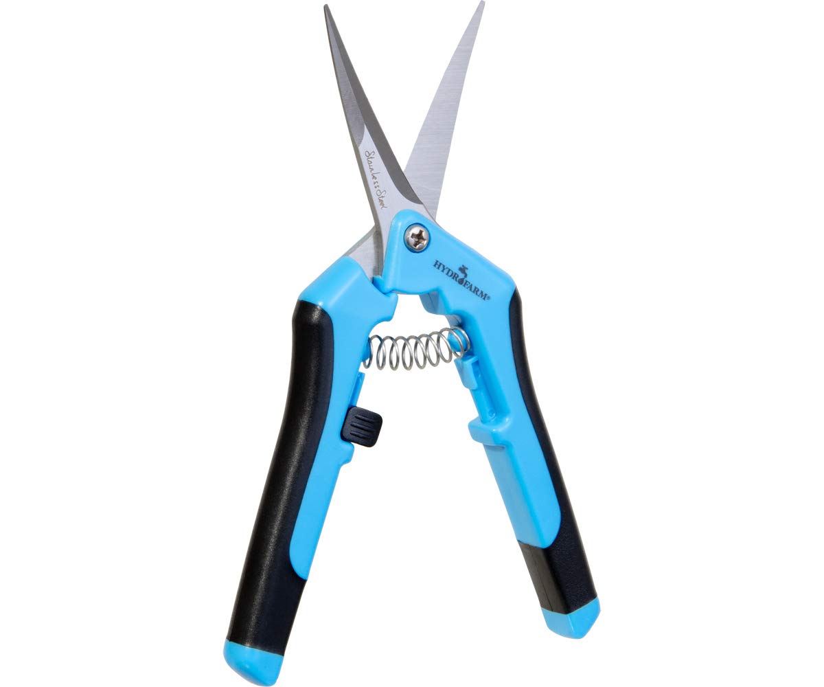 Hydrofarm HGPL400CT Precision Curved Lightweight Titanium Pruner, Blue