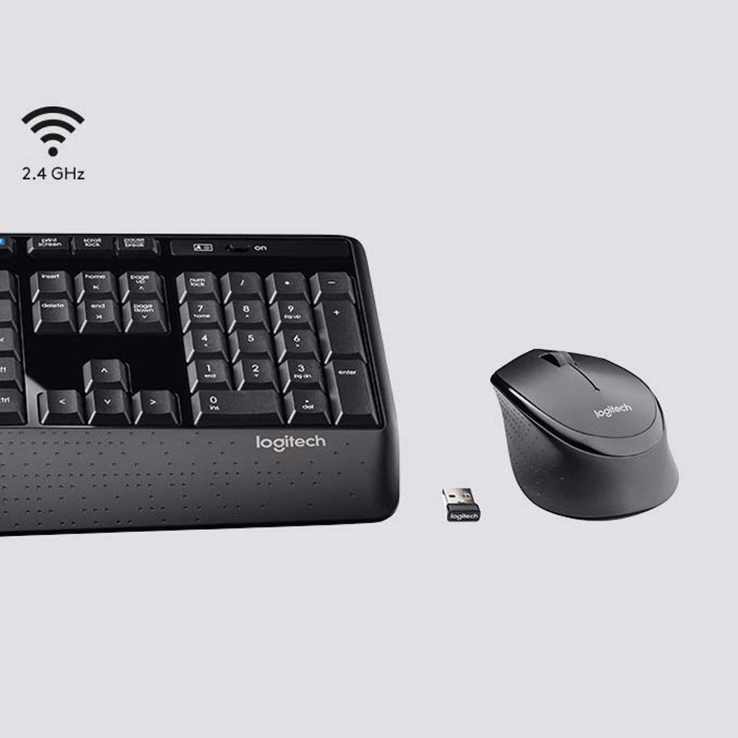 Logitech MK345 Wireless Combo Full-Sized Keyboard with Palm Rest and Comfortable Right-Handed Mouse, 2.4 GHz Wireless USB Receiver, Compatible with PC, Laptop,Black