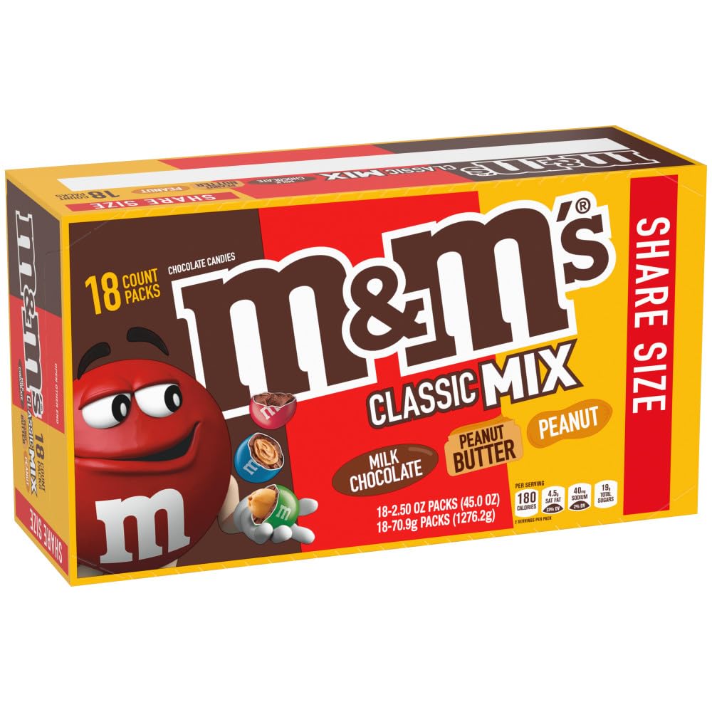 M&M'S Milk Chocolate Candy, Full Size, 1.69 oz Bag (Pack of 36)