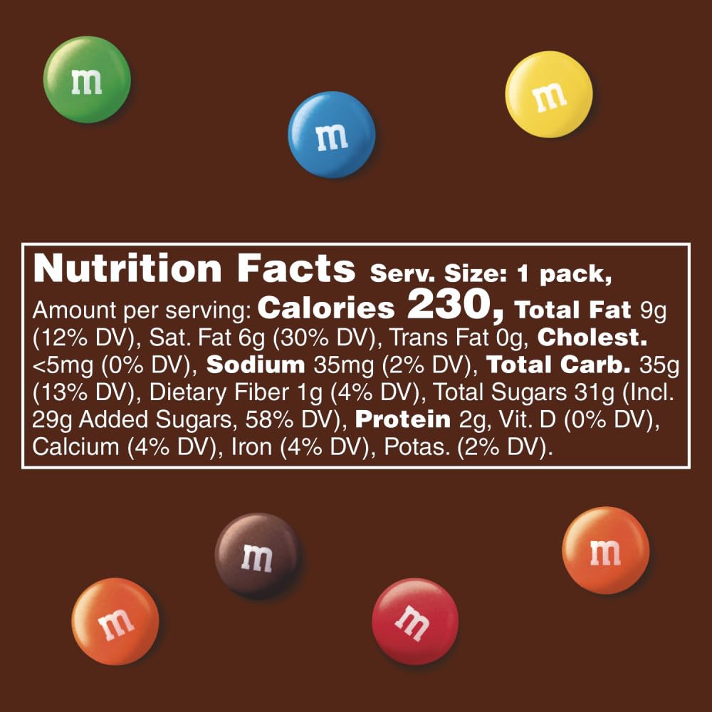 M&M'S Milk Chocolate Candy, Full Size, 1.69 oz Bag (Pack of 36)