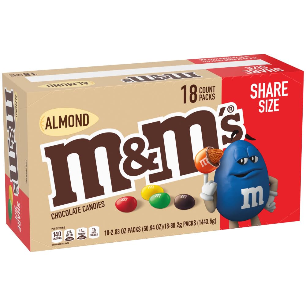 M&M'S Milk Chocolate Candy, Full Size, 1.69 oz Bag (Pack of 36)