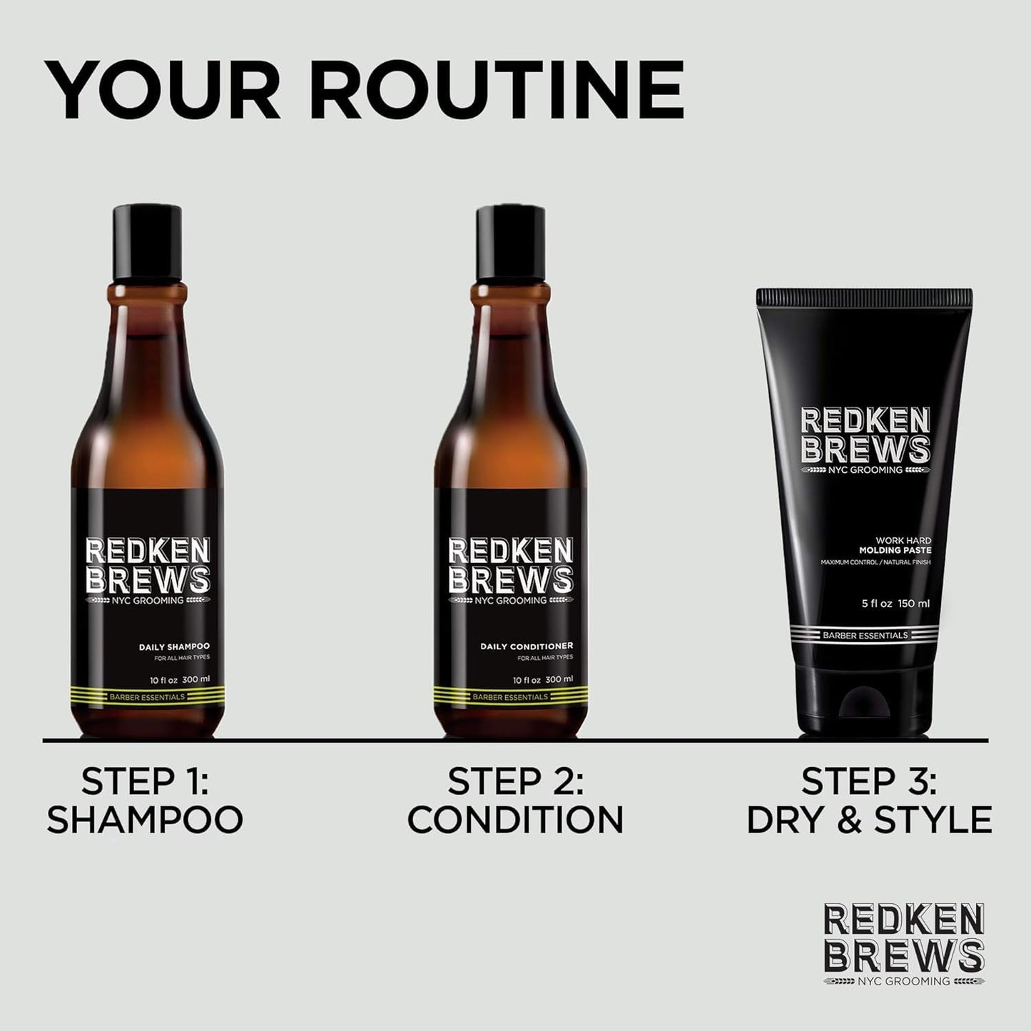 Redken Brews Molding Paste For Men | Men's Hair Styling Paste | High Hold & Maximum Control | Natural, Matte Finish | Sulfate-Free | For all Hair Types