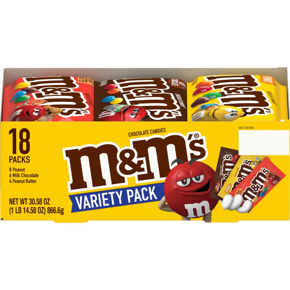 M&M'S Milk Chocolate Candy, Full Size, 1.69 oz Bag (Pack of 36)