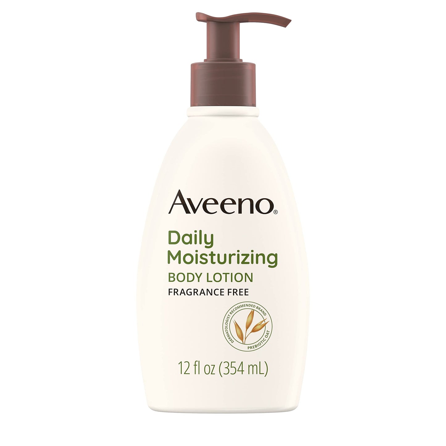 Aveeno Daily Moisturizing Body Lotion with Soothing Prebiotic Oat, Gentle Lotion Nourishes Dry Skin With Moisture, Paraben-, Dye- & Fragrance-Free, Non-Greasy & Non-Comedogenic, 2 x 18 oz