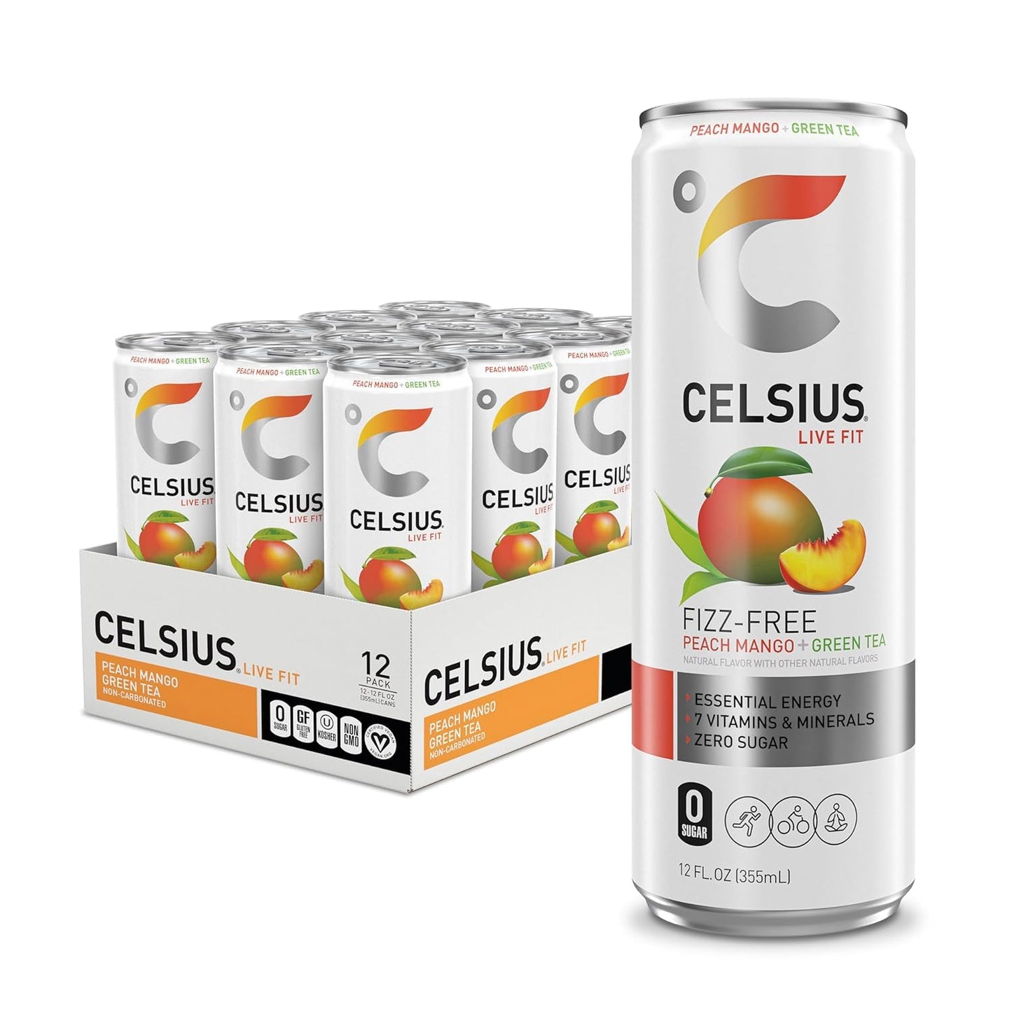 CELSIUS Sparkling Orange Functional Essential Energy Drink, 12 Fl Oz (Pack of 12)