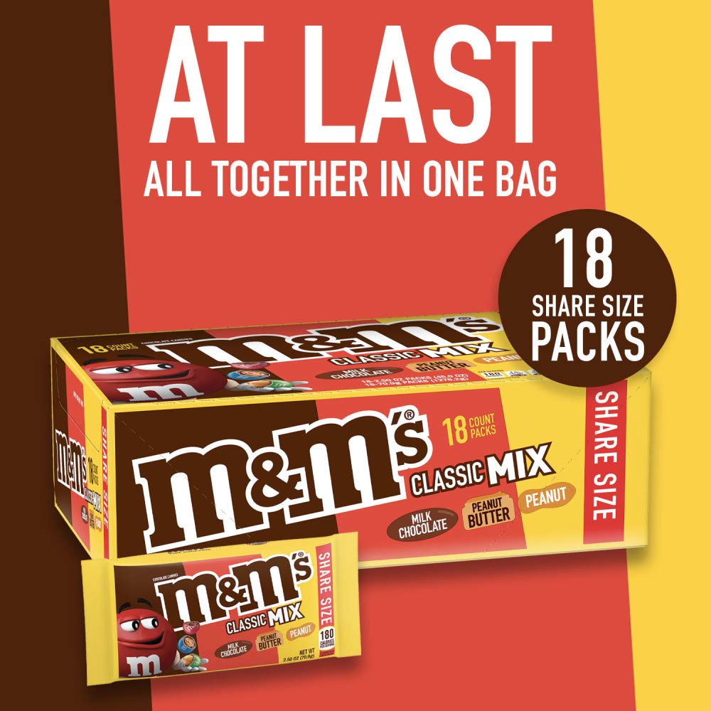 M&M'S Milk Chocolate Candy, Full Size, 1.69 oz Bag (Pack of 36)