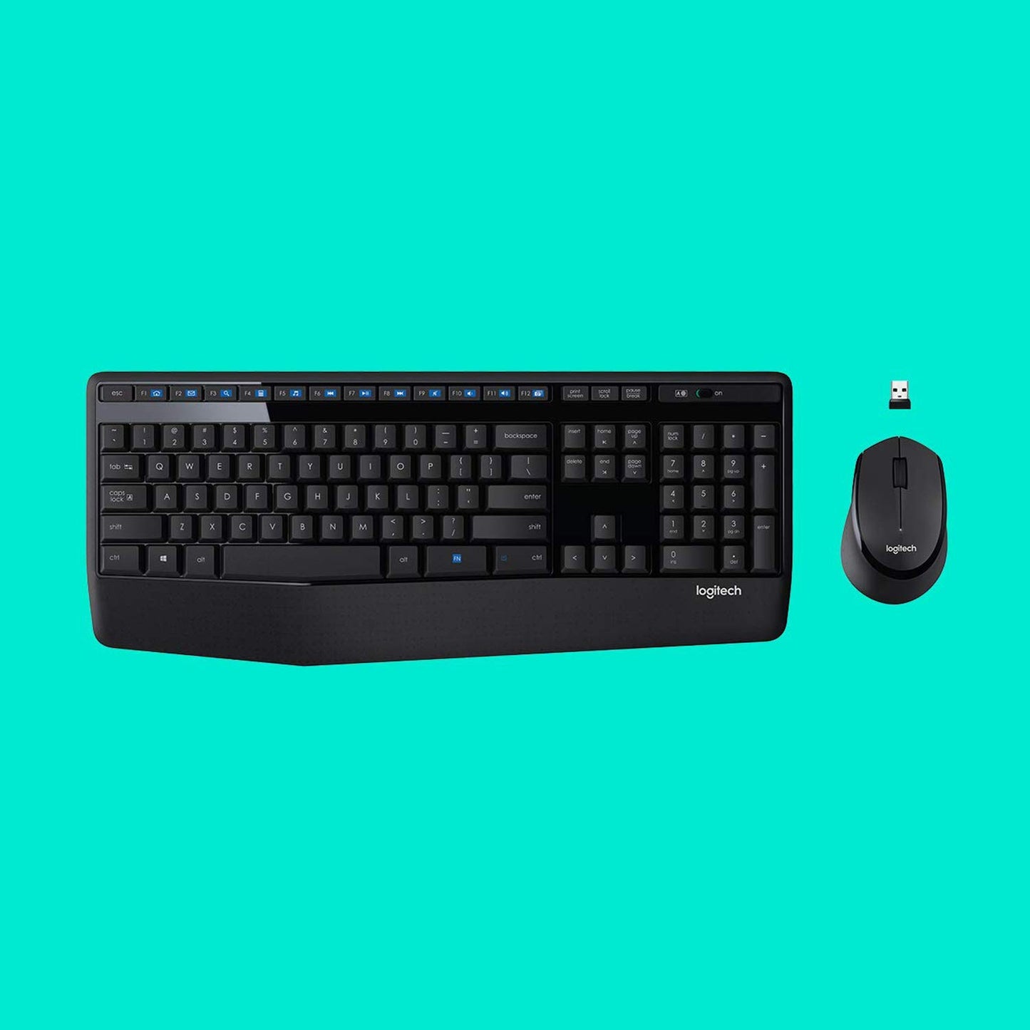 Logitech MK345 Wireless Combo Full-Sized Keyboard with Palm Rest and Comfortable Right-Handed Mouse, 2.4 GHz Wireless USB Receiver, Compatible with PC, Laptop,Black