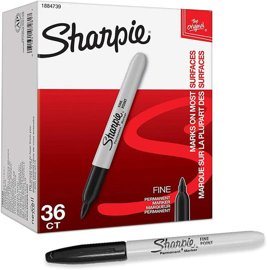 Permanent Marker Fine Point, Black with Sharpie Quick Drying/Waterproof - 36 Count (1 Pack)