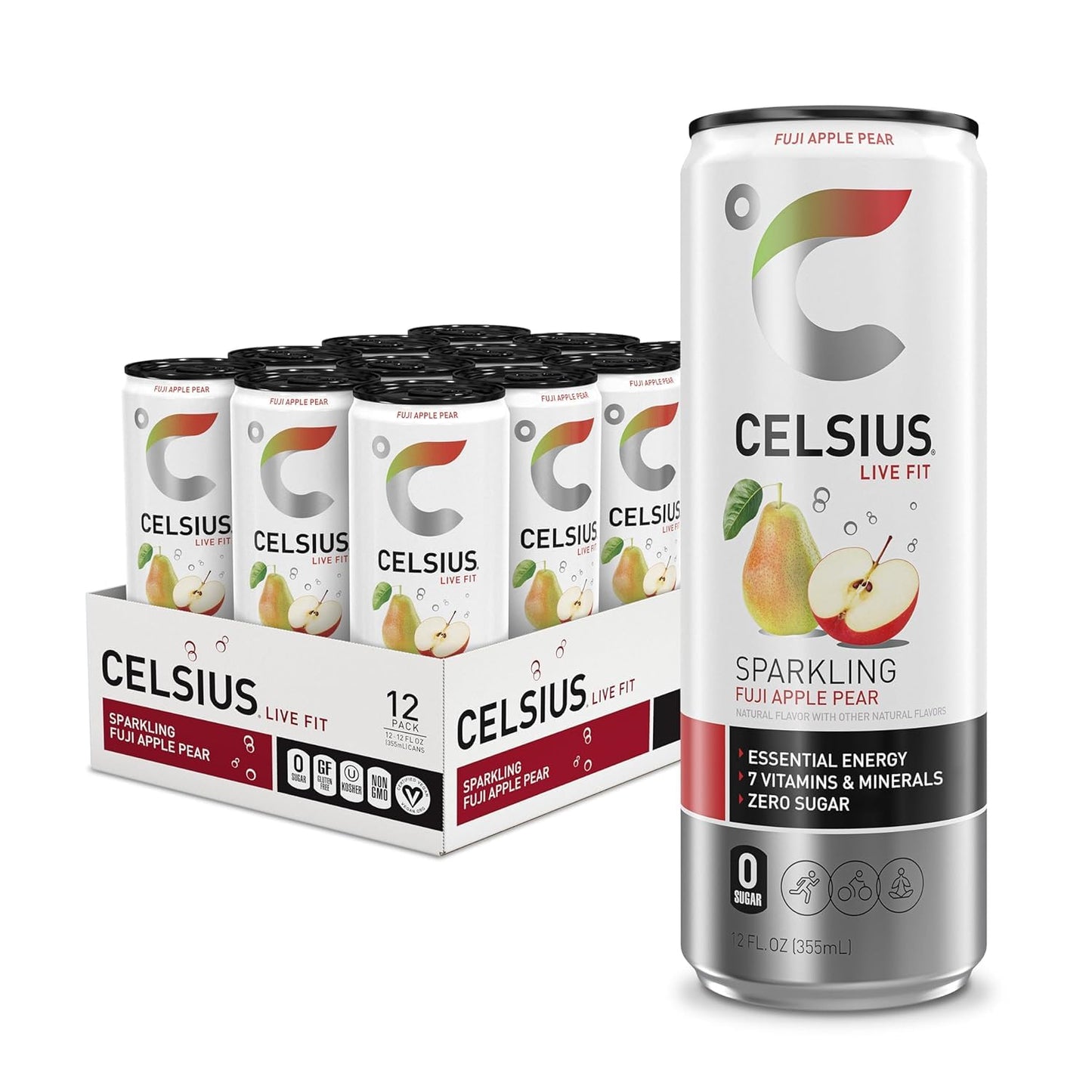 CELSIUS Sparkling Orange Functional Essential Energy Drink, 12 Fl Oz (Pack of 12)