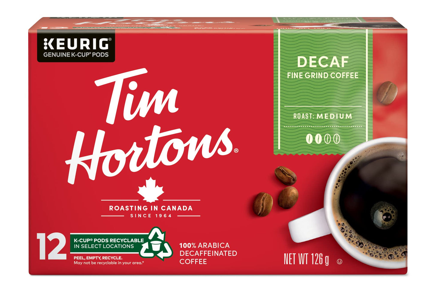 Tim Hortons Original Blend, Medium Roast Coffee, Single-Serve K-Cup Pods Compatible with Keurig Brewers, 72ct K-Cups, 12 Count (Pack of 6)