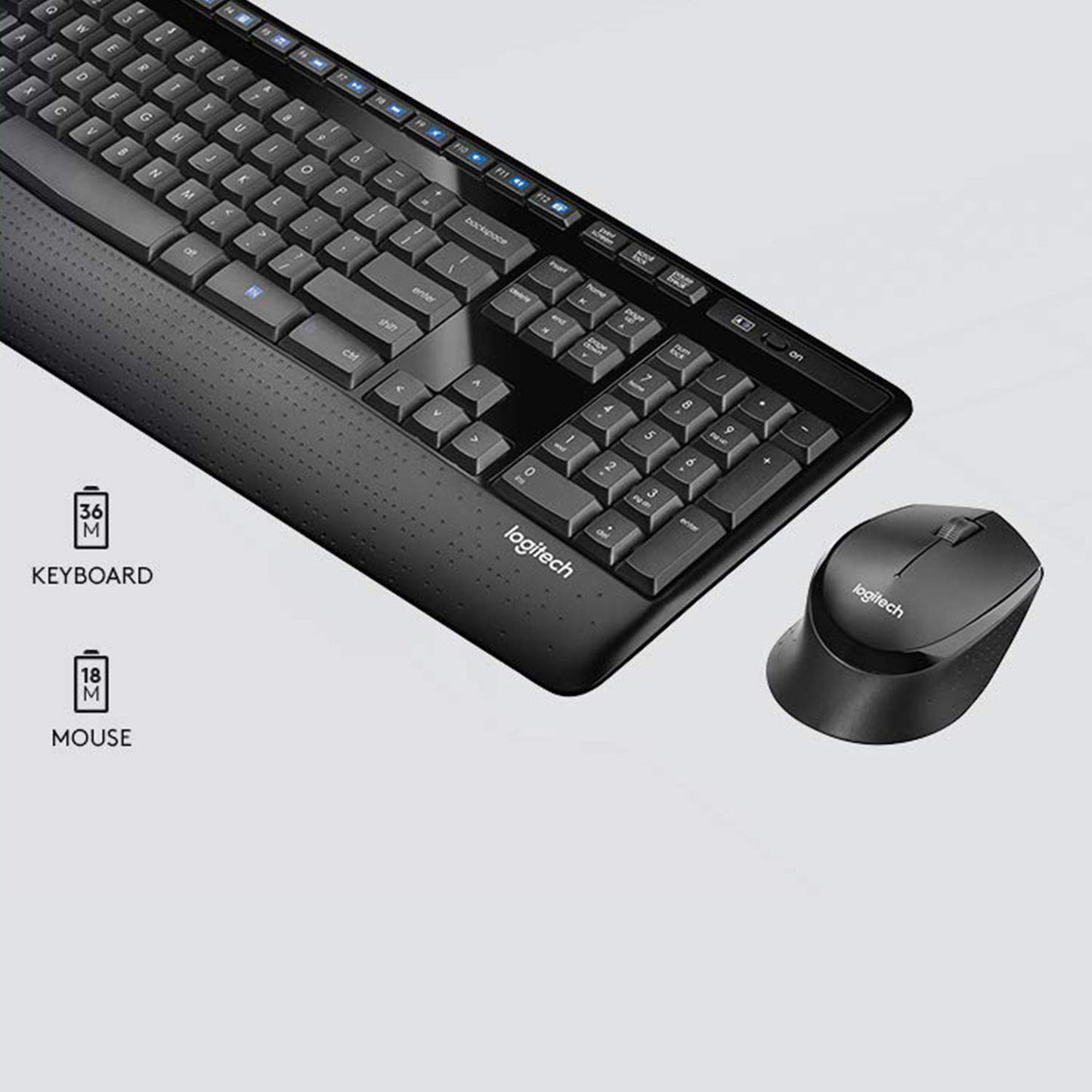 Logitech MK345 Wireless Combo Full-Sized Keyboard with Palm Rest and Comfortable Right-Handed Mouse, 2.4 GHz Wireless USB Receiver, Compatible with PC, Laptop,Black