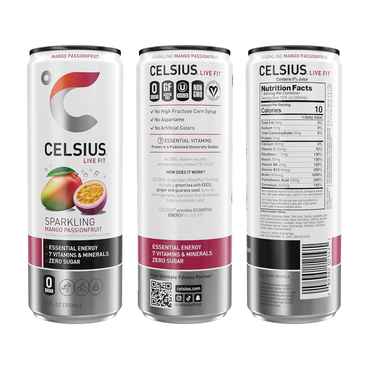 CELSIUS Sparkling Orange Functional Essential Energy Drink, 12 Fl Oz (Pack of 12)