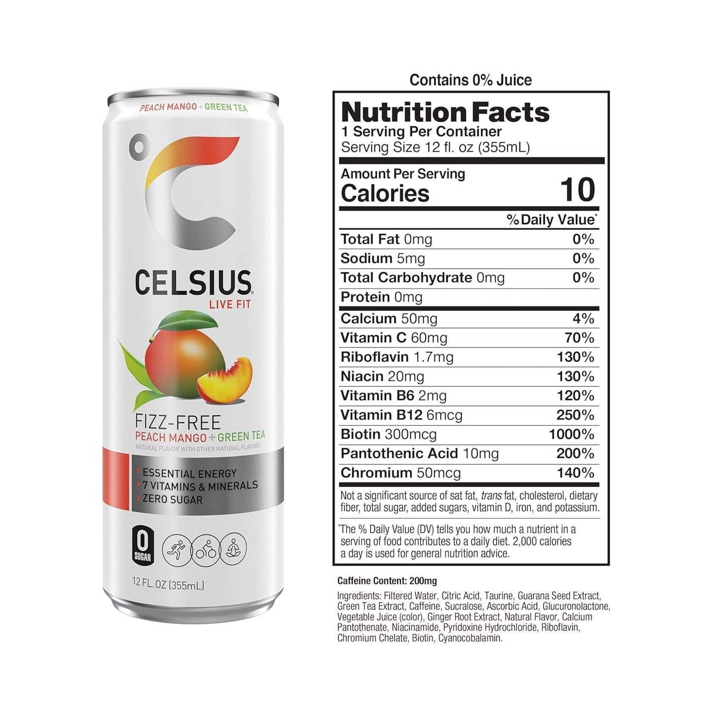 CELSIUS Sparkling Orange Functional Essential Energy Drink, 12 Fl Oz (Pack of 12)