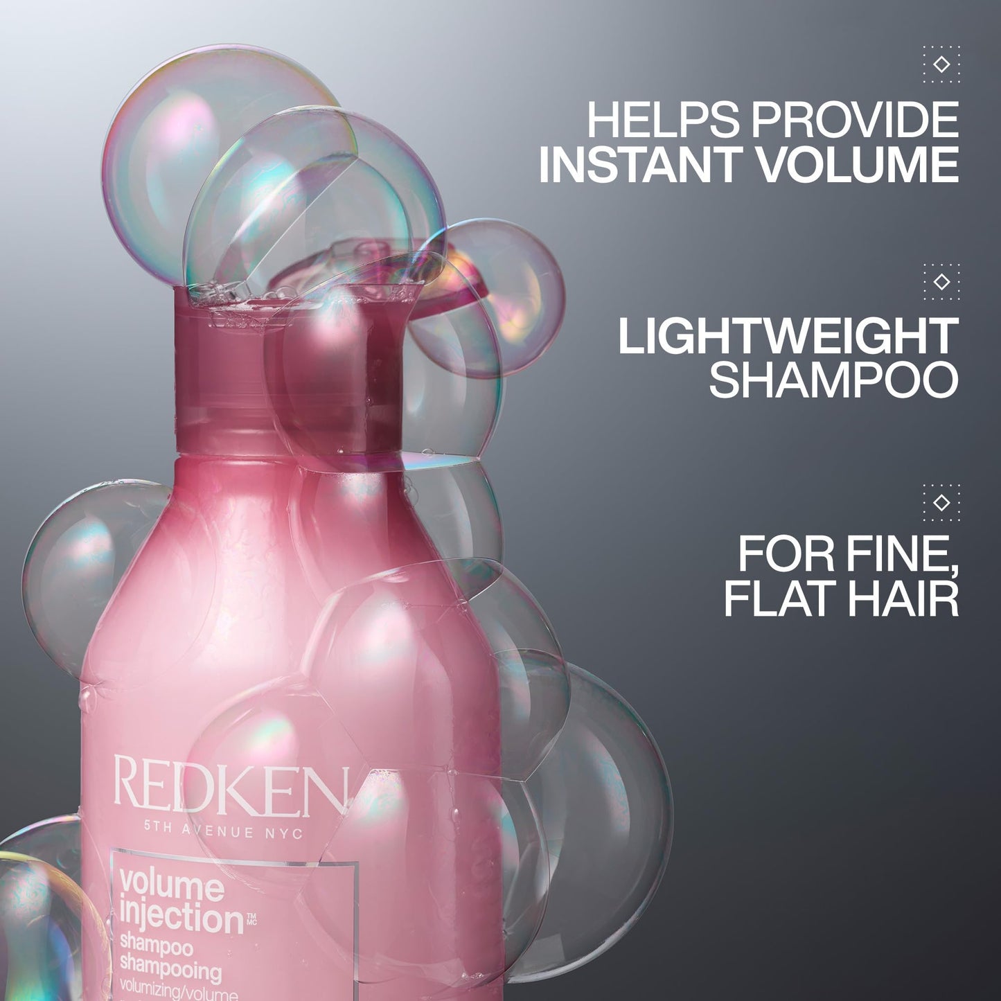 Redken Volume Injection Shampoo | Lightweight Volume Shampoo For Fine Hair | Adds Volume, Lift, and Body to Flat Hair | Paraben Free