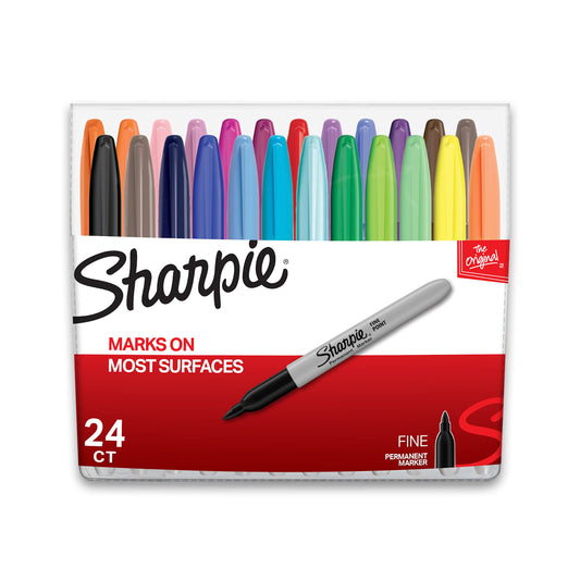 SHARPIE Permanent Markers, Quick Drying And Fade Resistant Fine Tip Marker Set For Wood, Plastic Paper, Metal, And More, Drawing, Coloring, And Poster Marker, Assorted Colors, 12 Count