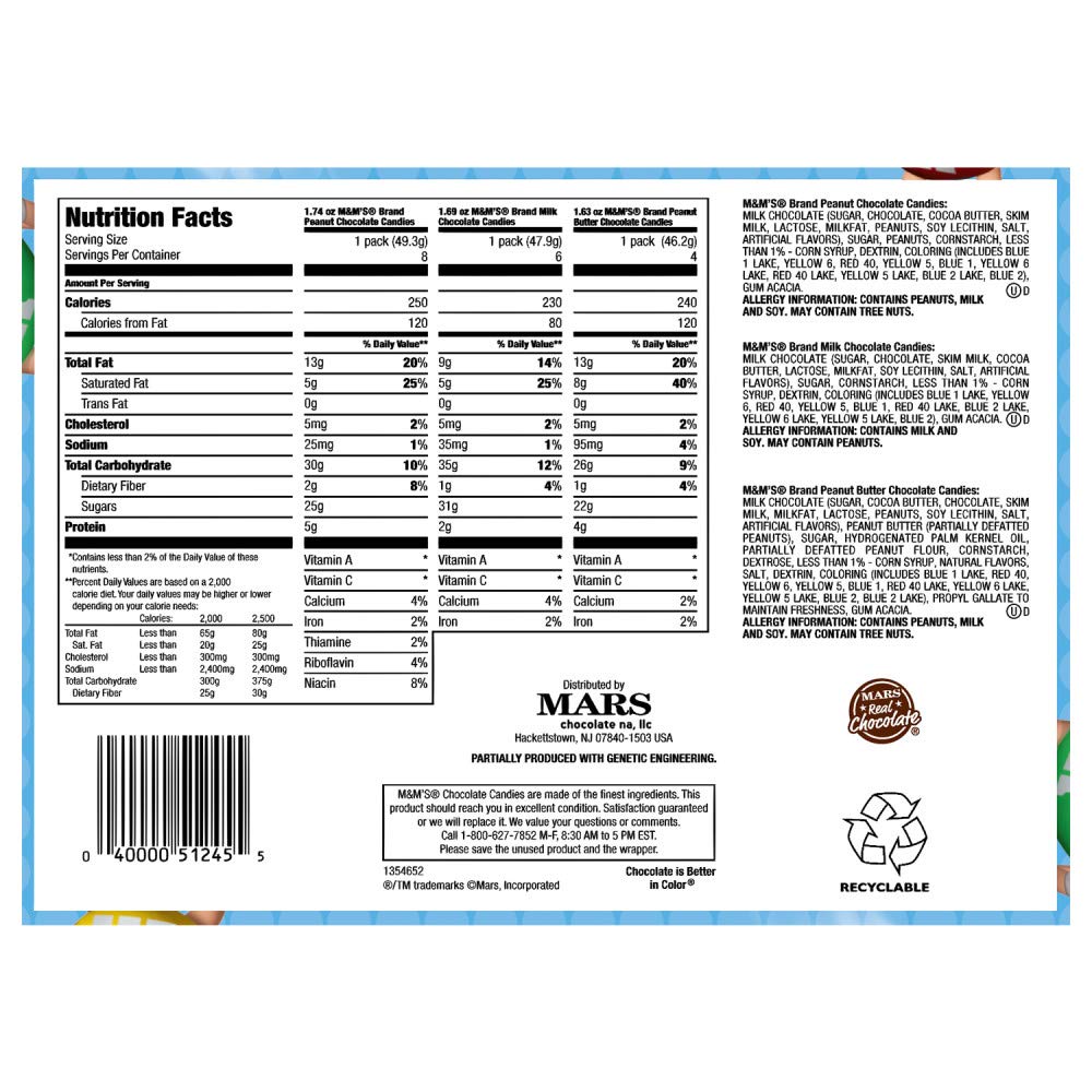 M&M'S Milk Chocolate Candy, Full Size, 1.69 oz Bag (Pack of 36)