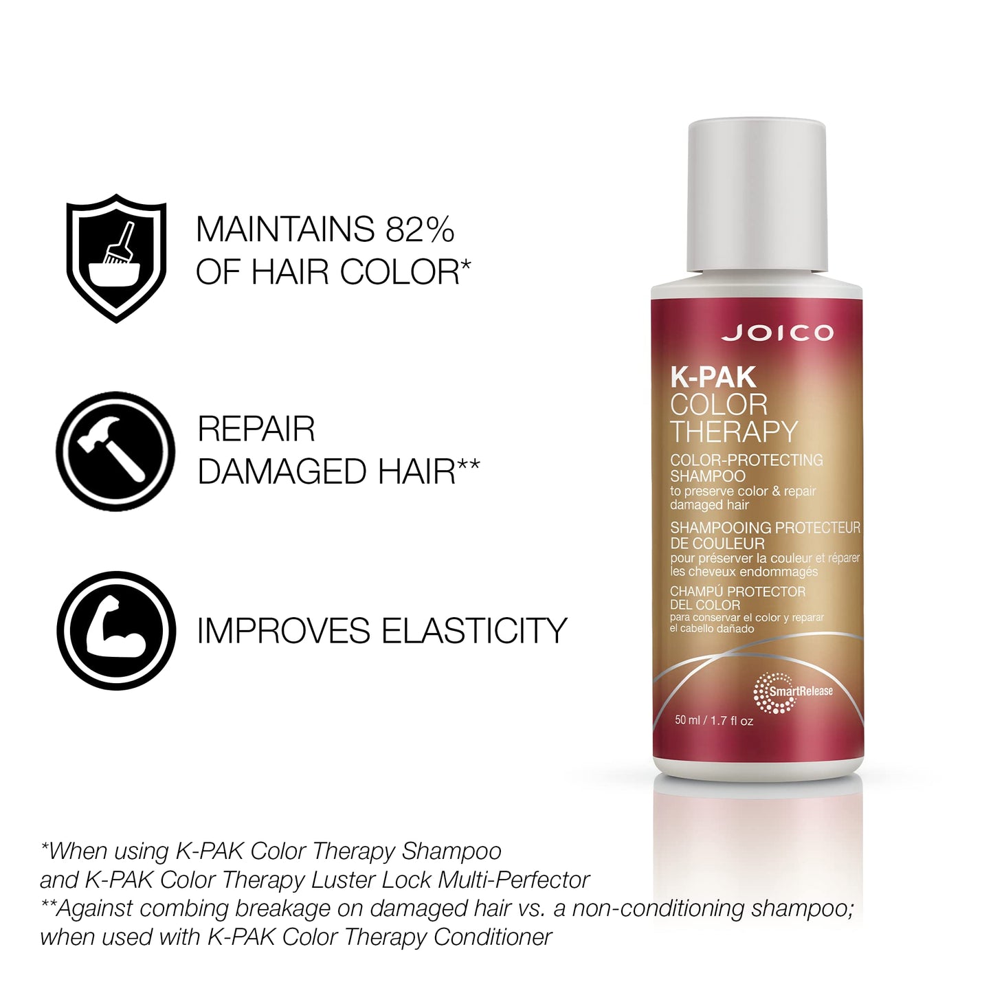 Joico K-PAK Color Therapy Color-Protecting Shampoo | For Color-Treated Hair | Boost Shine | Improve Elasticity | Repair Breakage | Rebuild Damaged Hair | With Keratin & Argan Oil