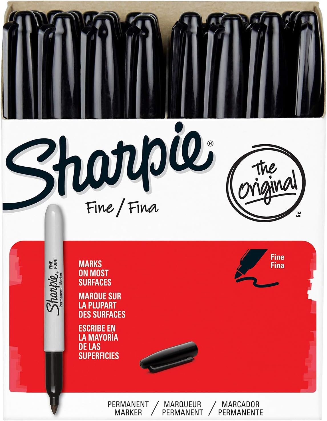 Permanent Marker Fine Point, Black with Sharpie Quick Drying/Waterproof - 36 Count (1 Pack)