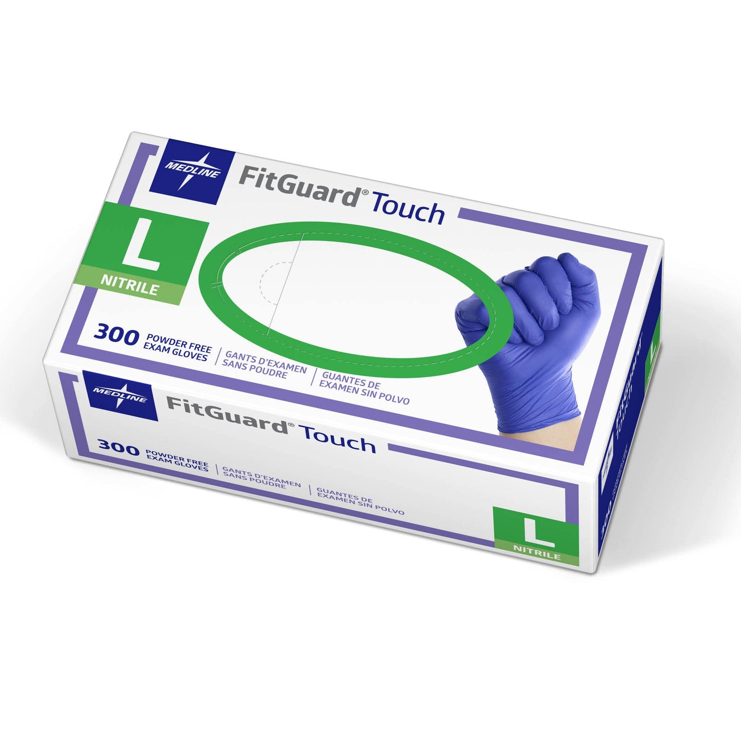 Medline FitGuard Touch Nitrile Exam Gloves, Disposable, Powder-Free, Cobalt Blue, Small, Box of 300