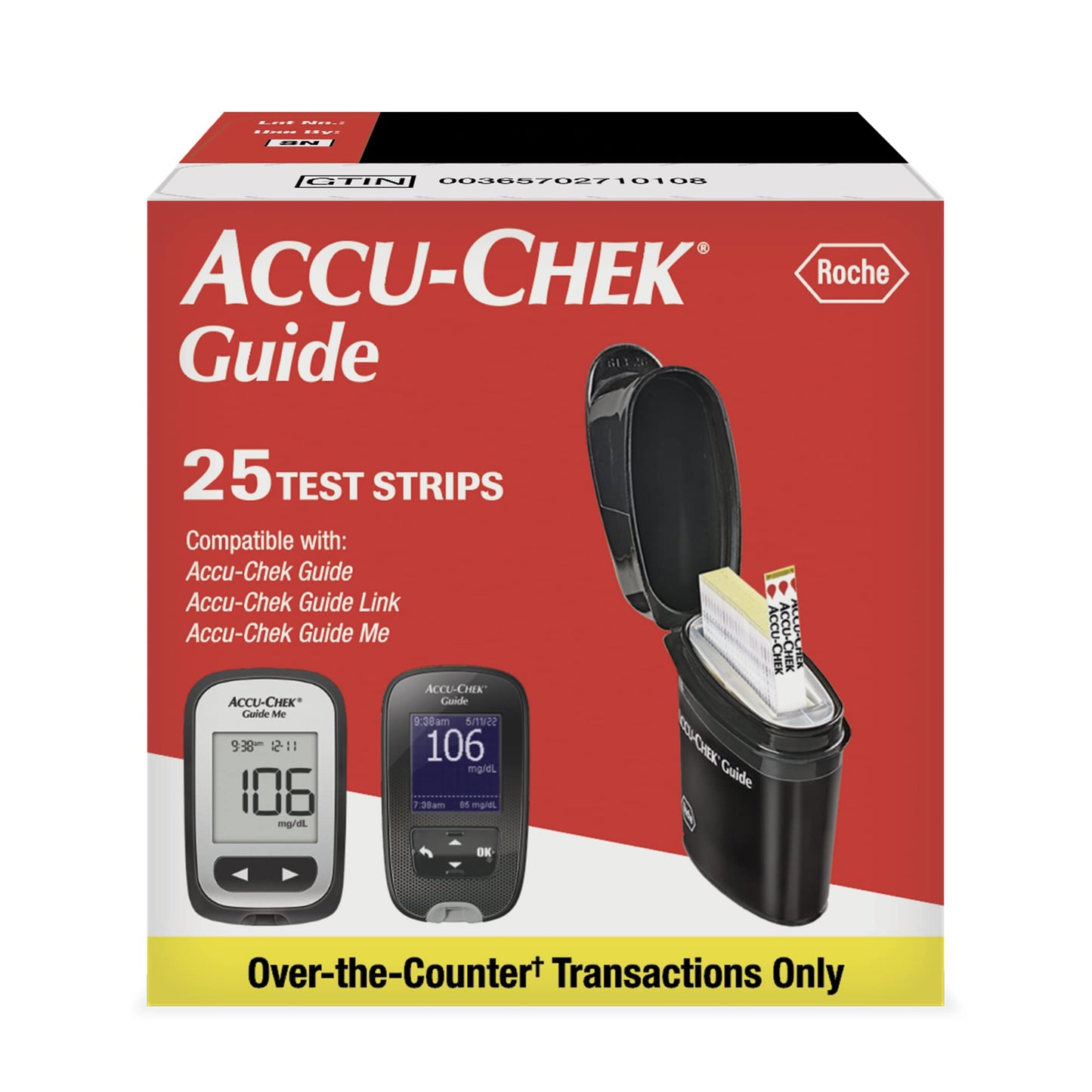 Accu-Chek Guide Glucose Test Strips for Diabetic Blood Sugar Testing (Pack of 100)