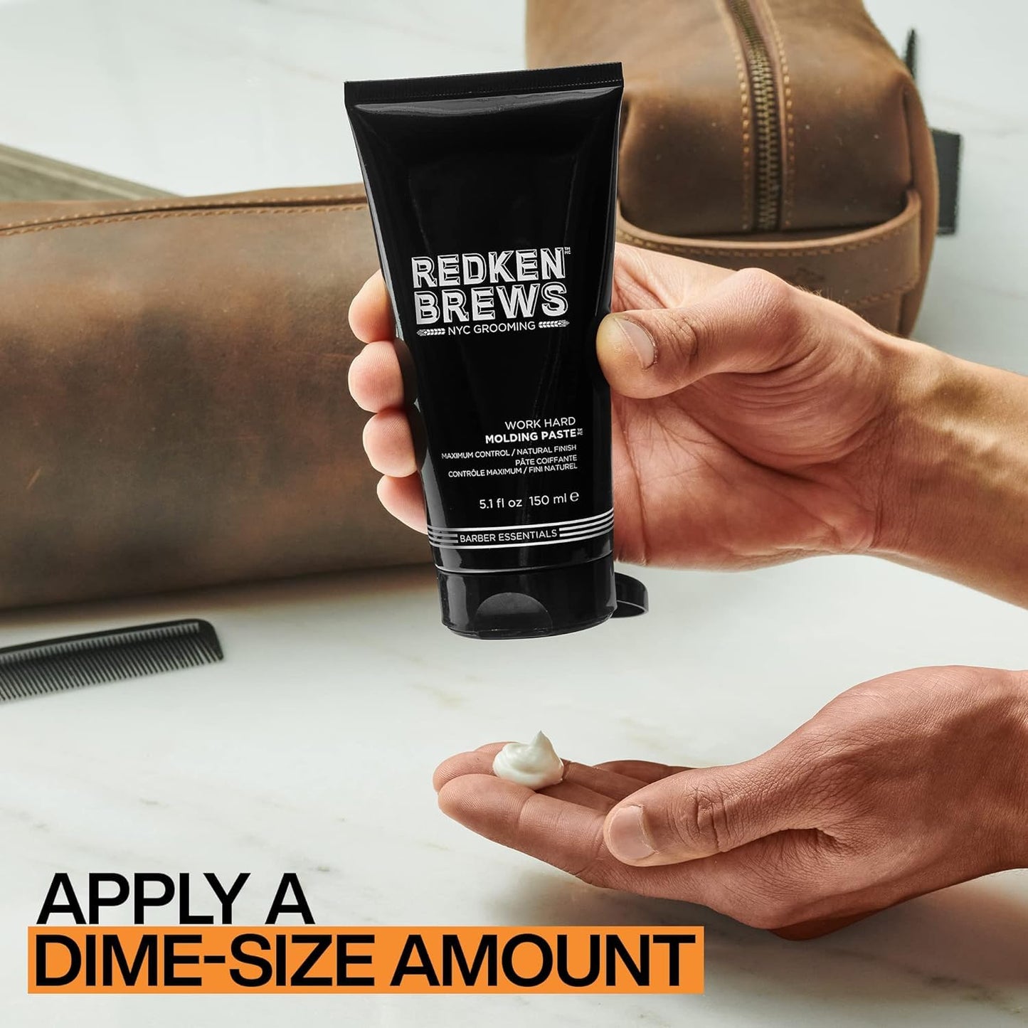 Redken Brews Molding Paste For Men | Men's Hair Styling Paste | High Hold & Maximum Control | Natural, Matte Finish | Sulfate-Free | For all Hair Types