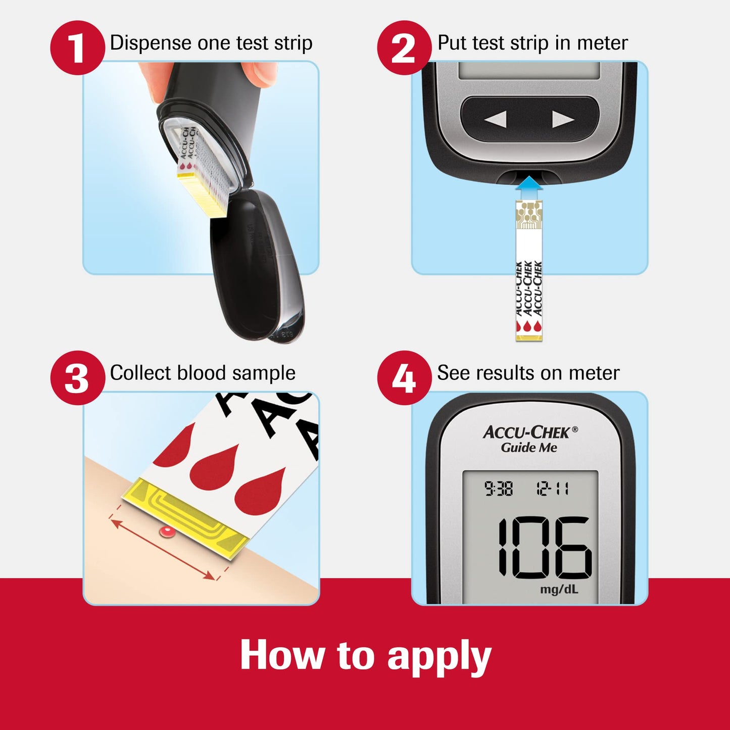 Accu-Chek Guide Glucose Test Strips for Diabetic Blood Sugar Testing (Pack of 100)