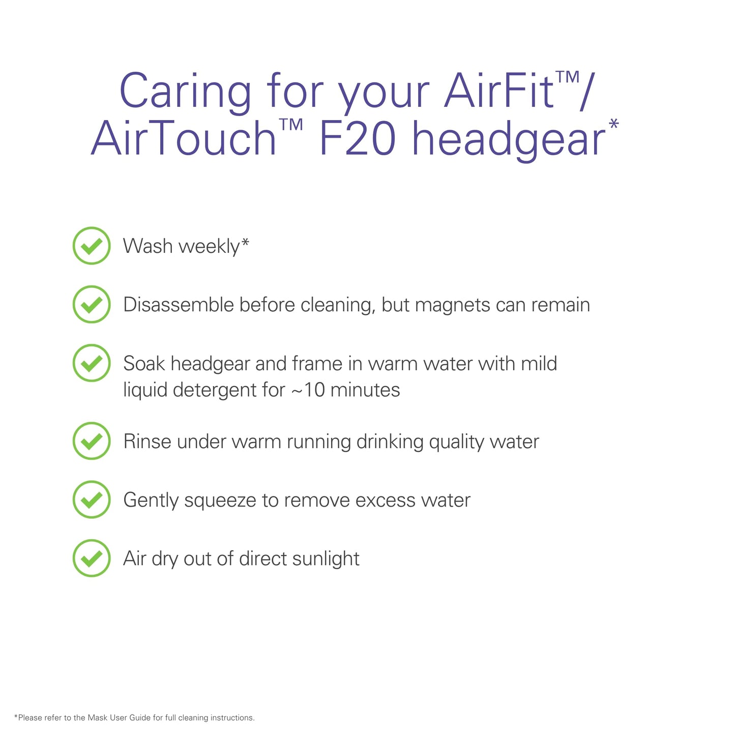 ResMed AirFit/AirTouch F20 Headgear - Replacement CPAP Headgear - Frame System & Full Face Cushion Not Included - Premium CPAP Accessories - Large, Blue