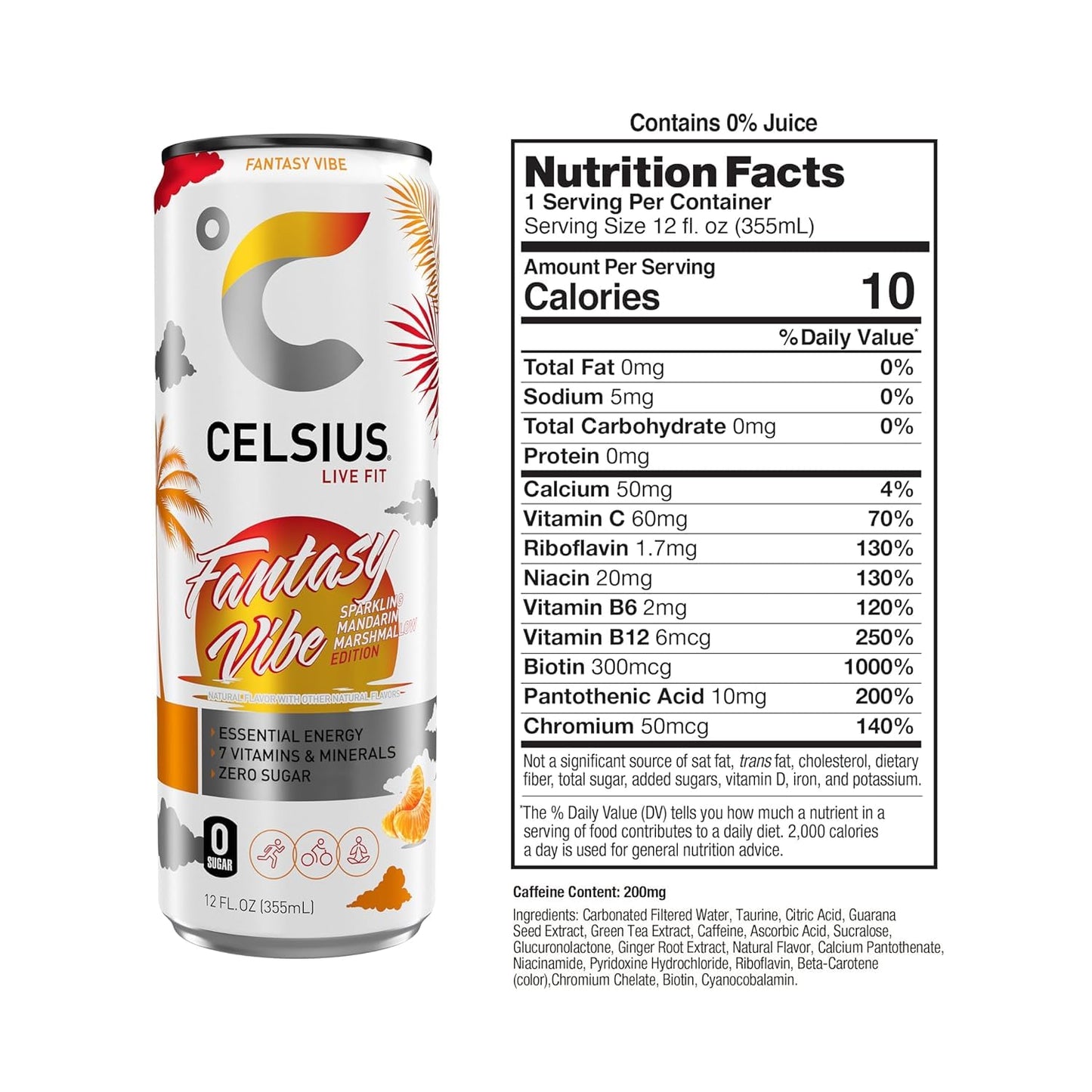 CELSIUS Sparkling Orange Functional Essential Energy Drink, 12 Fl Oz (Pack of 12)