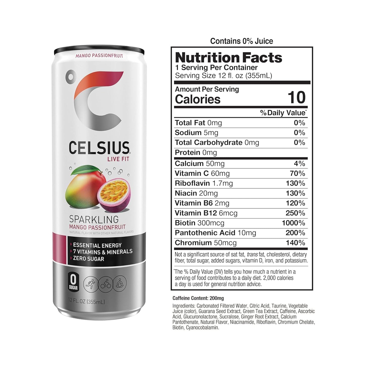 CELSIUS Sparkling Orange Functional Essential Energy Drink, 12 Fl Oz (Pack of 12)