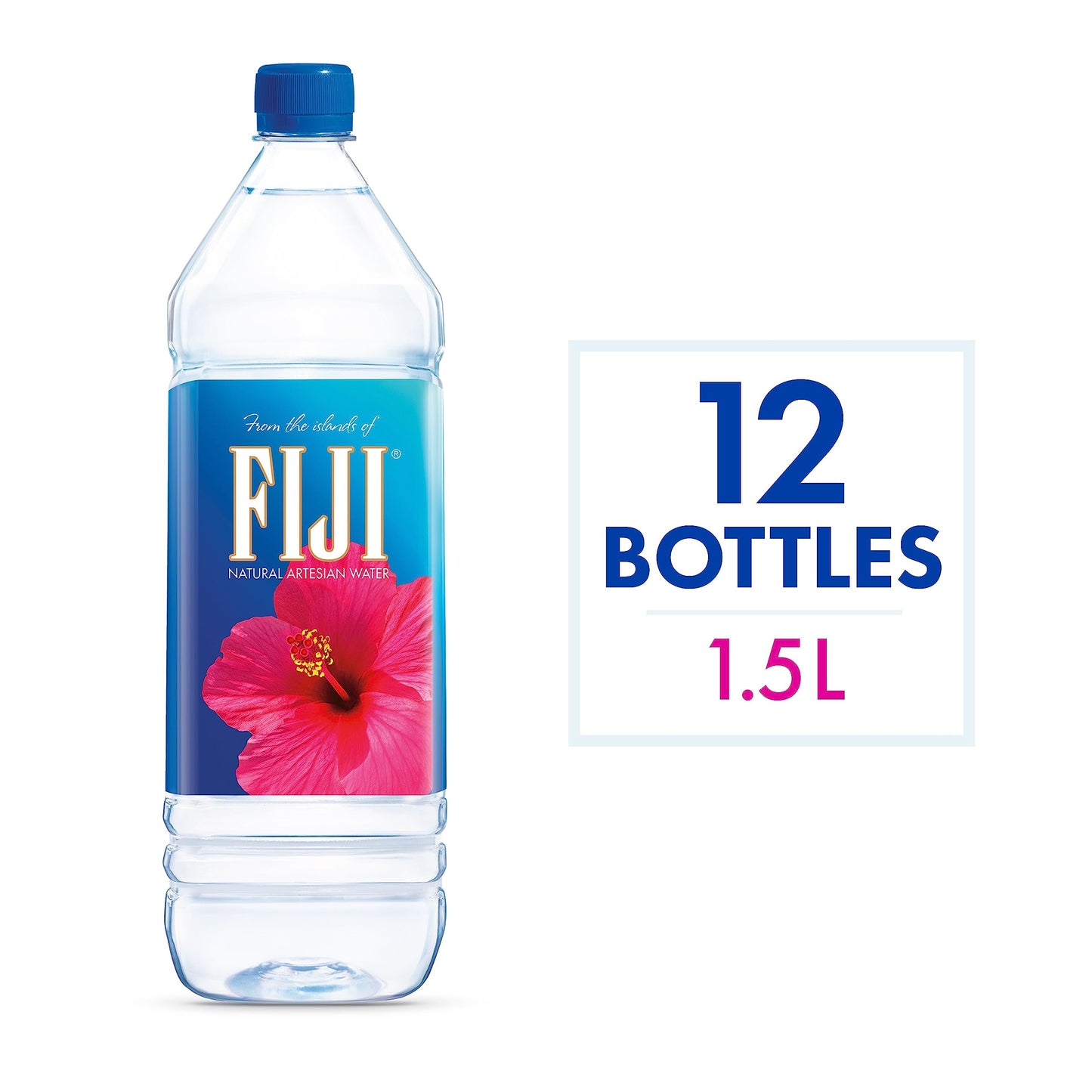 FIJI Natural Artesian Bottled Water 1.5 Liters / 50.7 Fl Ounce (Pack of 12) - 100% Natural Electrolytes