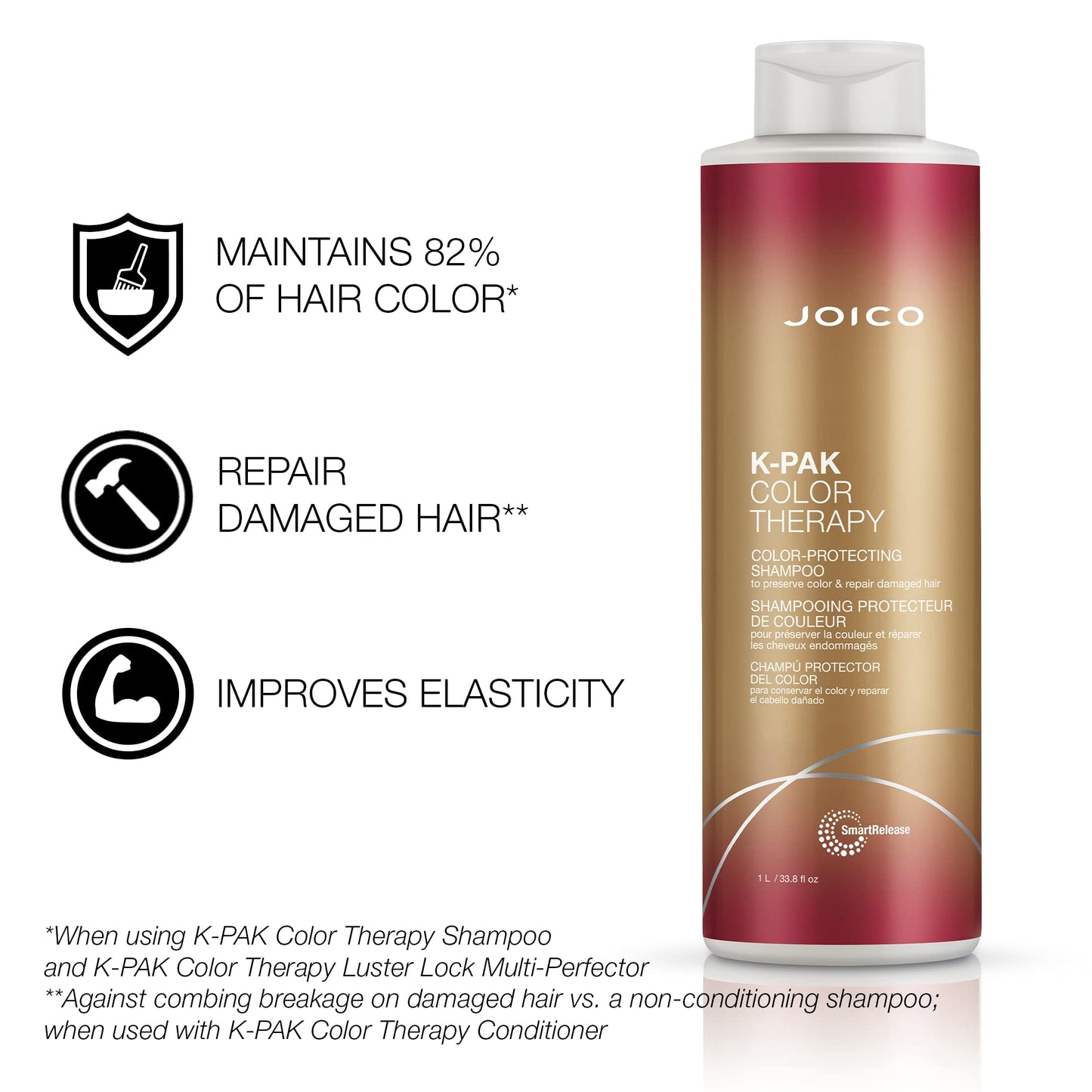 Joico K-PAK Color Therapy Color-Protecting Shampoo | For Color-Treated Hair | Boost Shine | Improve Elasticity | Repair Breakage | Rebuild Damaged Hair | With Keratin & Argan Oil