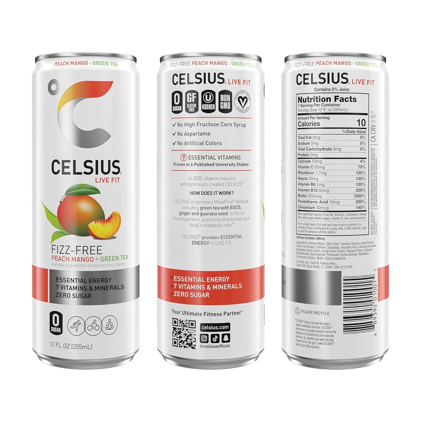 CELSIUS Sparkling Orange Functional Essential Energy Drink, 12 Fl Oz (Pack of 12)