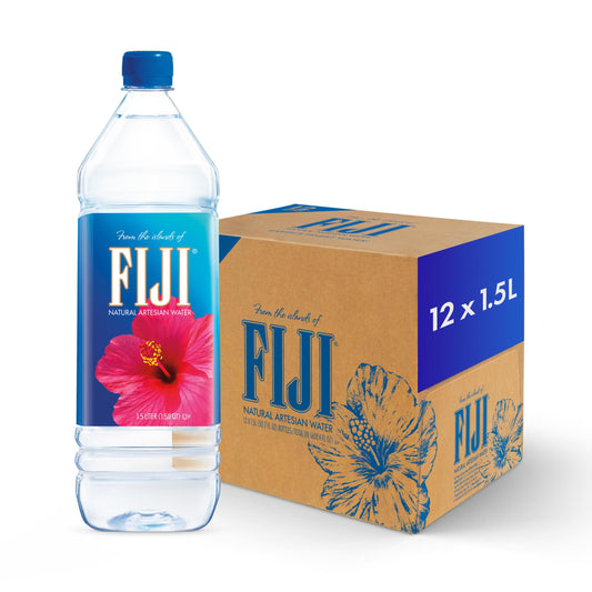 FIJI Natural Artesian Bottled Water 1.5 Liters / 50.7 Fl Ounce (Pack of 12) - 100% Natural Electrolytes